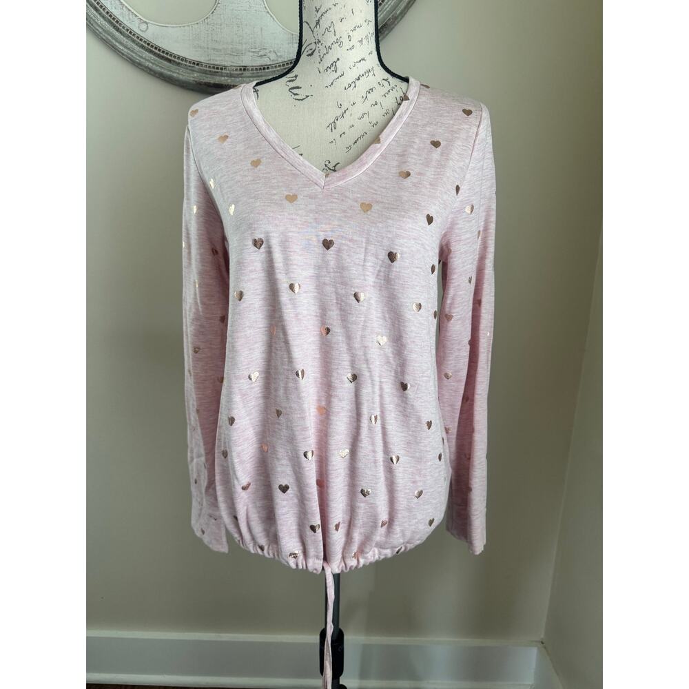 Peyton Primrose Women’s pink and gold heart sweater size M